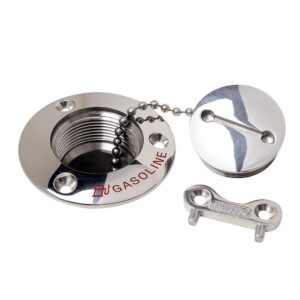 Image 1: Attwood Gasoline Deck Fill - 1-1/2" Stainless Steel Alloy