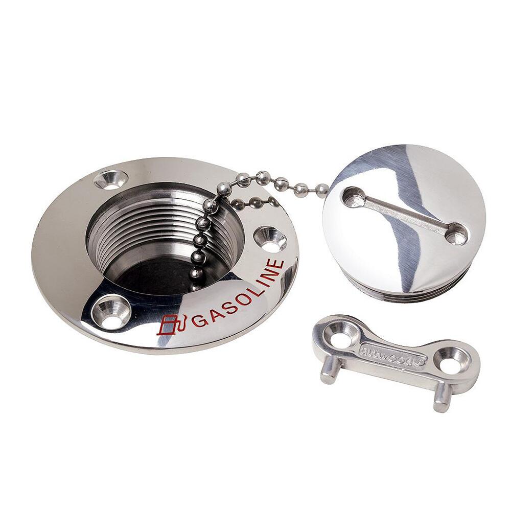 Image 1: Attwood Gasoline Deck Fill - 1-1/2" Stainless Steel Alloy