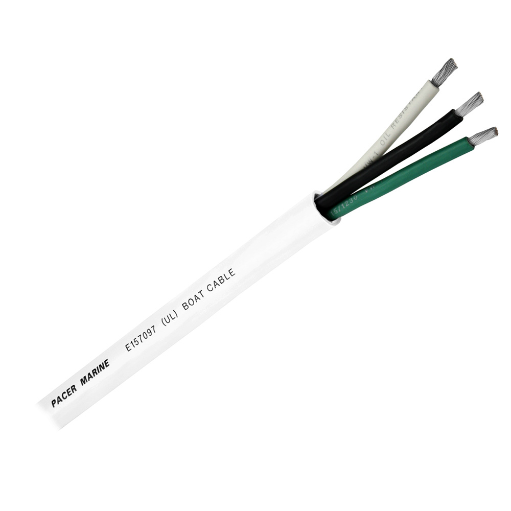 Image 1: Pacer Round 3 Conductor Cable - 100' - 16/3 AWG - Black, Green & White