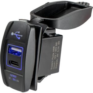 Image 1: Sea-Dog USB & USB-C Rocker Switch Style Power Socket