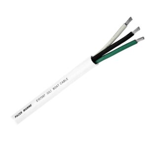 Image 1: Pacer Round 3 Conductor Cable - 100' - 14/3 AWG - Black, Green & White
