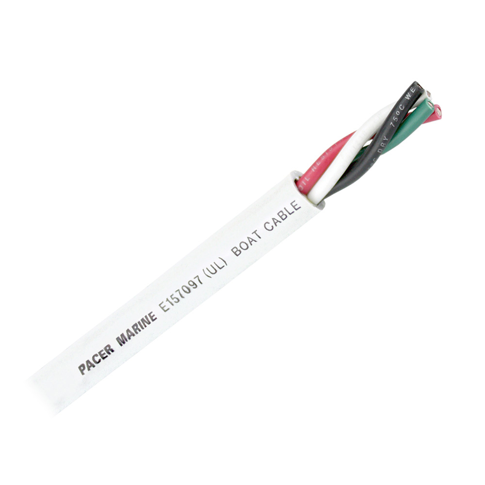 Image 1: Pacer Round 4 Conductor Cable - 100' - 14/4 AWG - Black, Green, Red & White