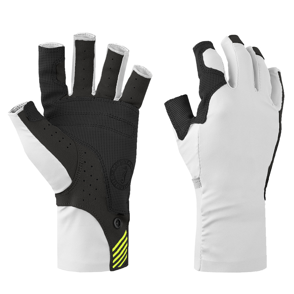 Image 1: Mustang Traction UV Open Finger Gloves - White & Black - Medium