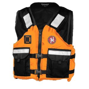 Image 1: First Watch AV-5001 Mesh Crew Vest Hi-Vis - Orange/Black - S/M