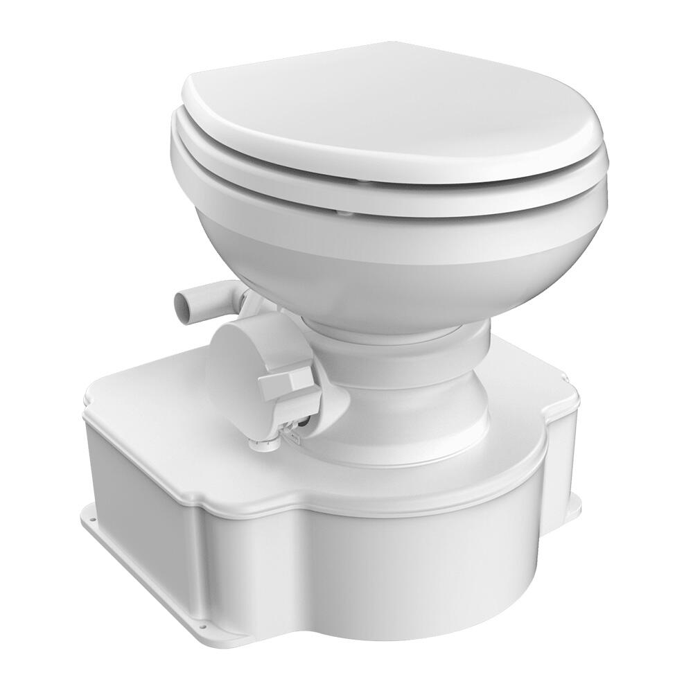 Image 1: Dometic™ White M65 Marine Gravity Toilet - Elongated Seat Size w/Foot Pedal