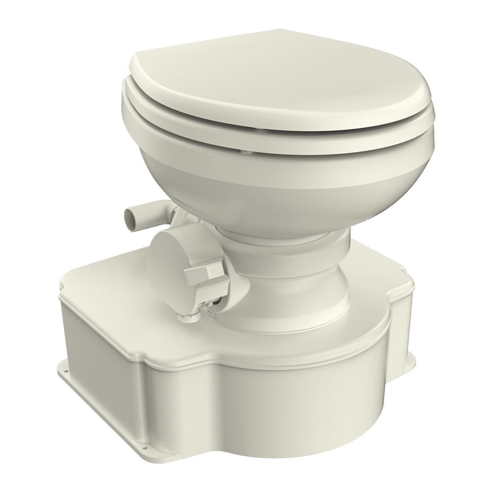 Image 1: Dometic Bone M65 Marine Gravity Toilet - Elongated Seat Size w/Foot Pedal