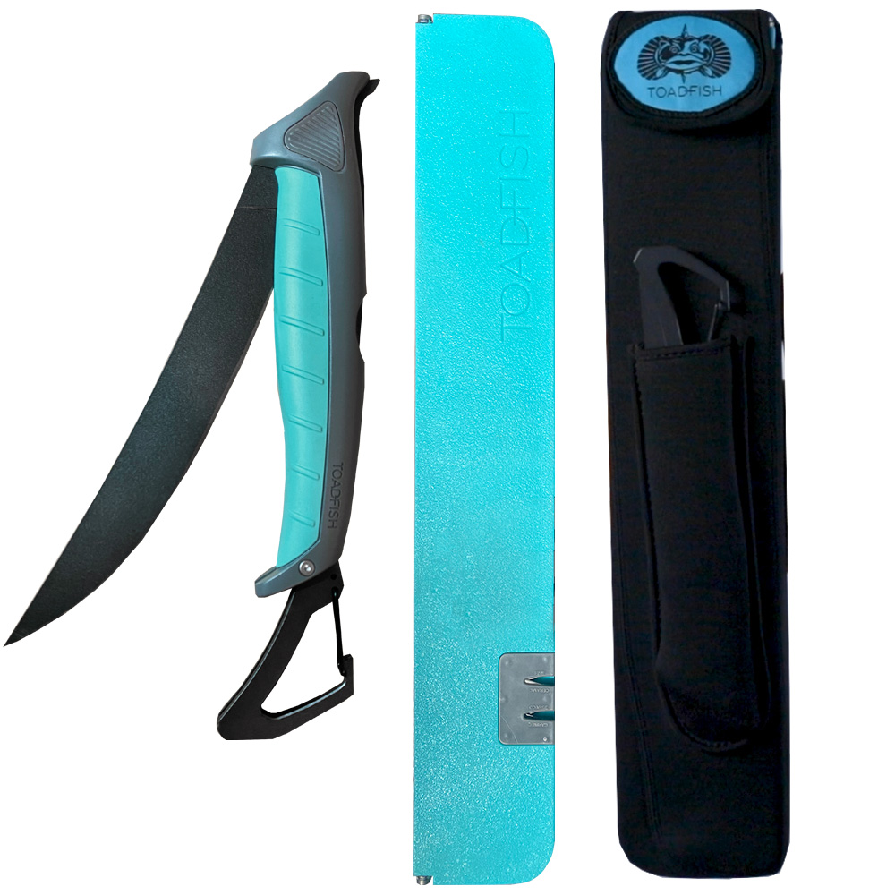 Image 1: Toadfish Stowaway 8.5" Fillet Knife w/XL Folding Cutting Board & Neoprene Case