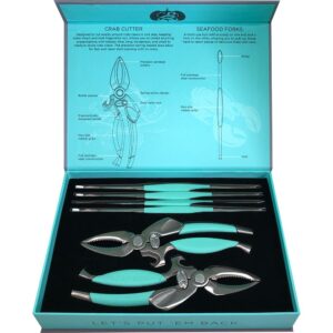 Image 1: Toadfish Crab/Lobster Tool Set - 2 Shell Cutters & 4 Seafood Forks
