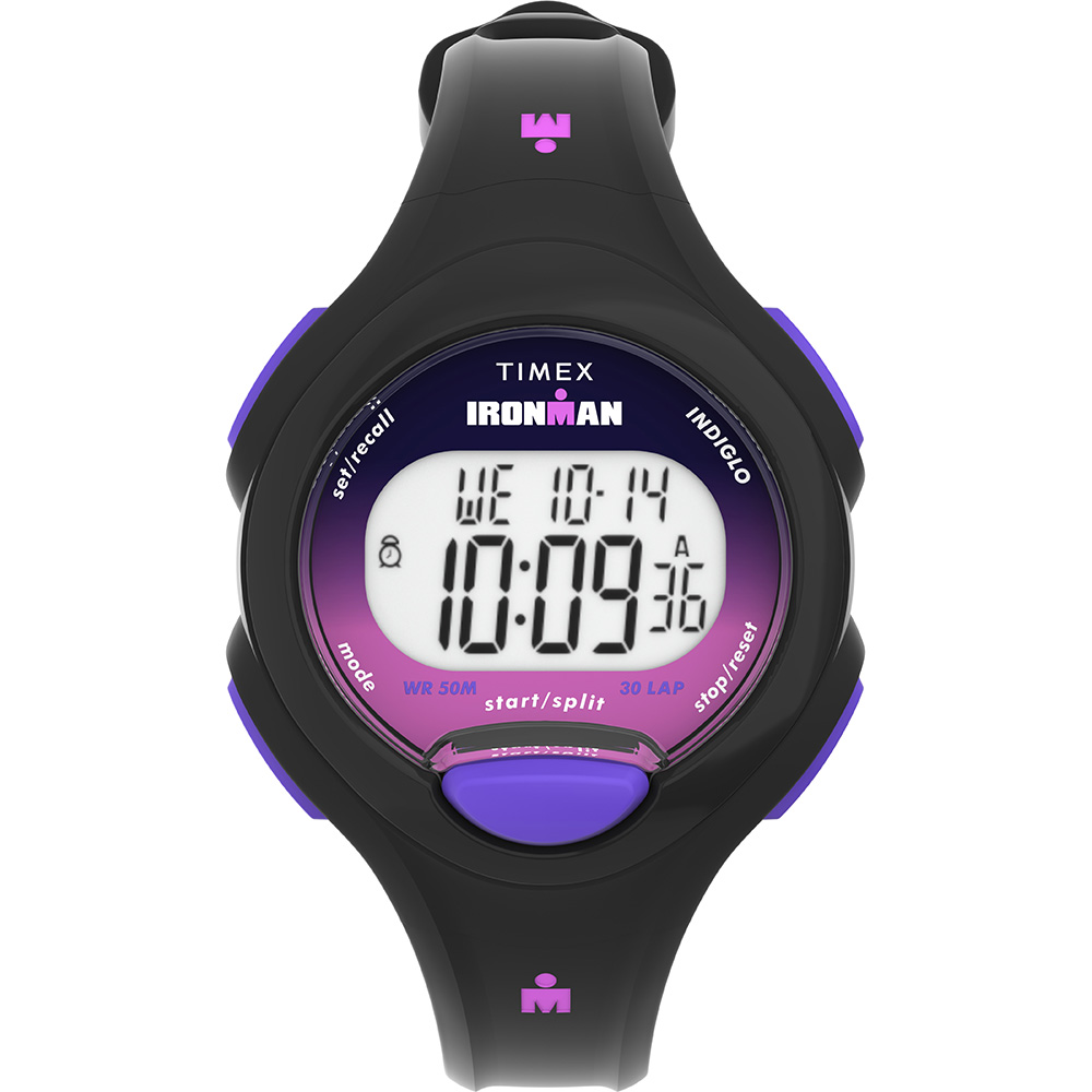 Image 1: Timex Ironman Women's Essentials 30 - Black Case - Purple Button