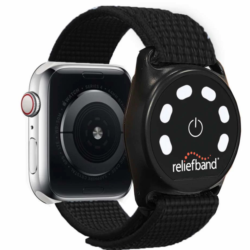 Image 1: Reliefband Black Apple Smart Watch Band - XL
