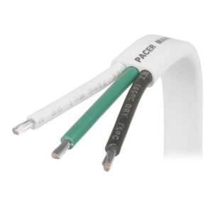 Image 1: Pacer White Triplex Cable - 14/3 AWG - Black/Green/White - Sold by the Foot