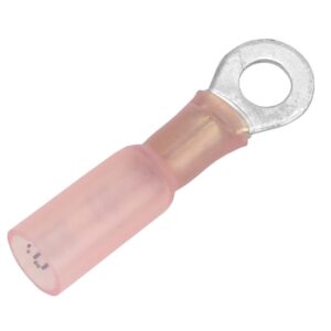 Image 1: Pacer 22-18 AWG Heat Shrink Ring Terminal - #8 Stud Size - 100 Pack