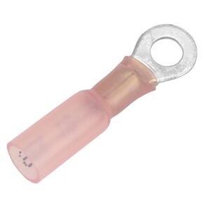 Image 1: Pacer 22-18 AWG Heat Shrink Ring Terminal - #10 Stud Size - 25 Pack