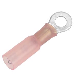 Image 1: Pacer 22-18 AWG Heat Shrink Ring Terminal - #10 Stud Size - 100 Pack