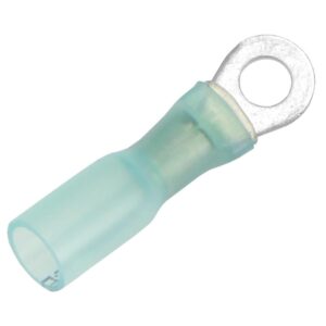Image 1: Pacer 16-14 AWG Heat Shrink Ring Terminal - #8 Stud Size - 100 Pack