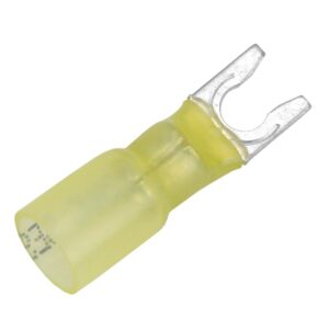 Image 1: Pacer 12-10 AWG Heat Shrink Spade Terminal - #10 Stud Size - 25 Pack