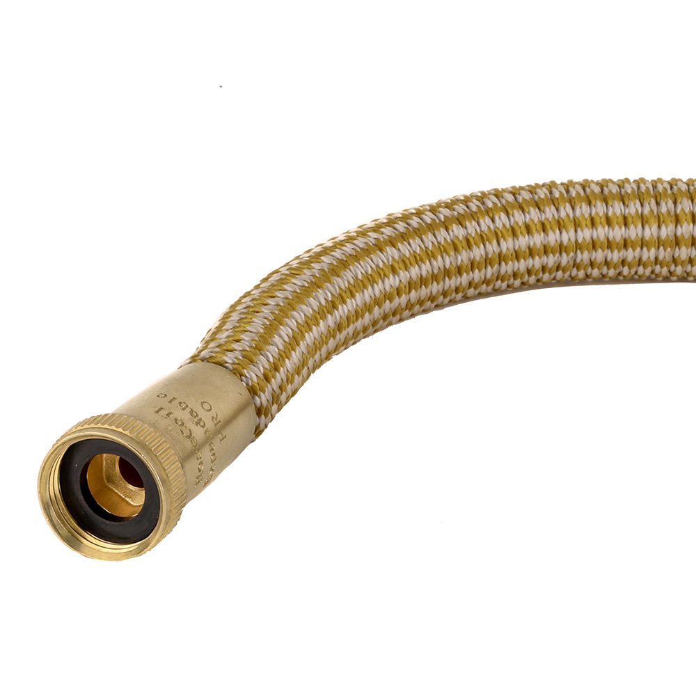 Image 2: HoseCoil 50' Expandable PRO w/Brass Twist Nozzle & Nylon Mesh Bag - Gold/White