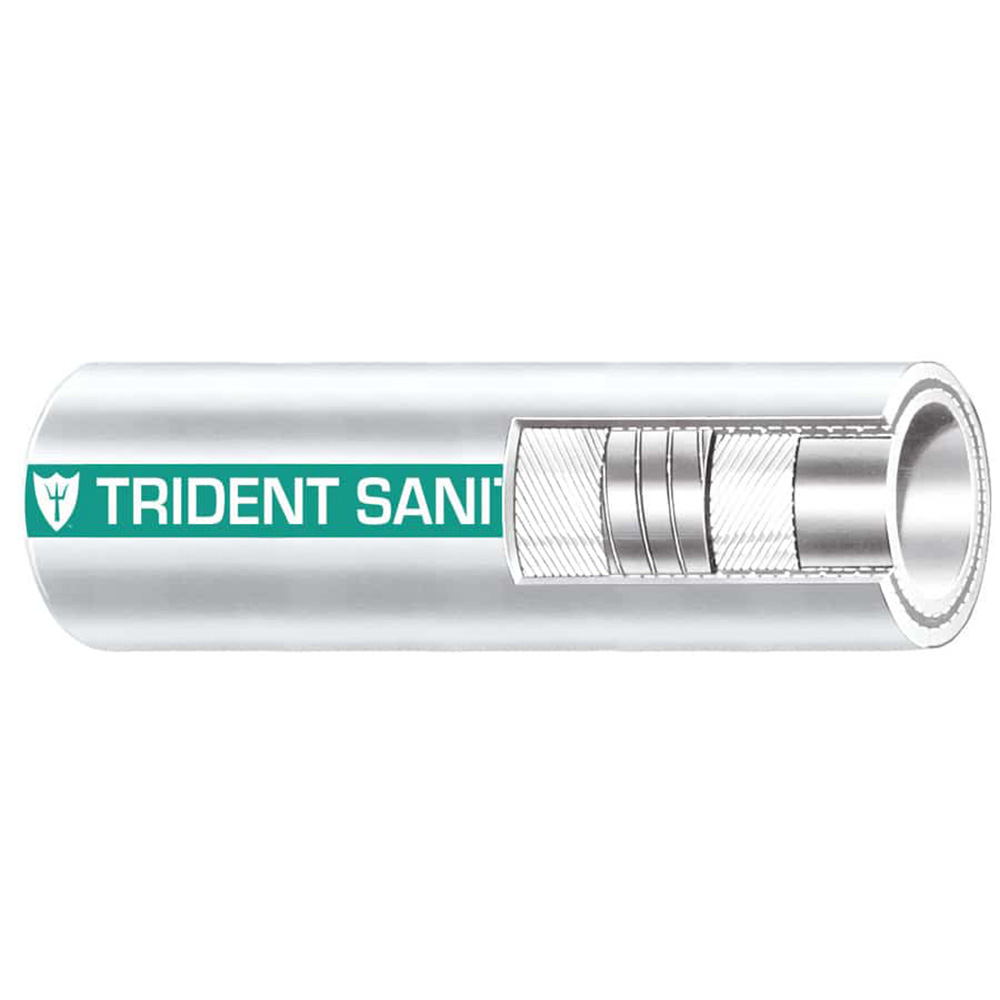 Image 1: Trident Marine 1-1/2" Premium Marine Sanitation Hose - White with Green Stripe - Sold by the Foot