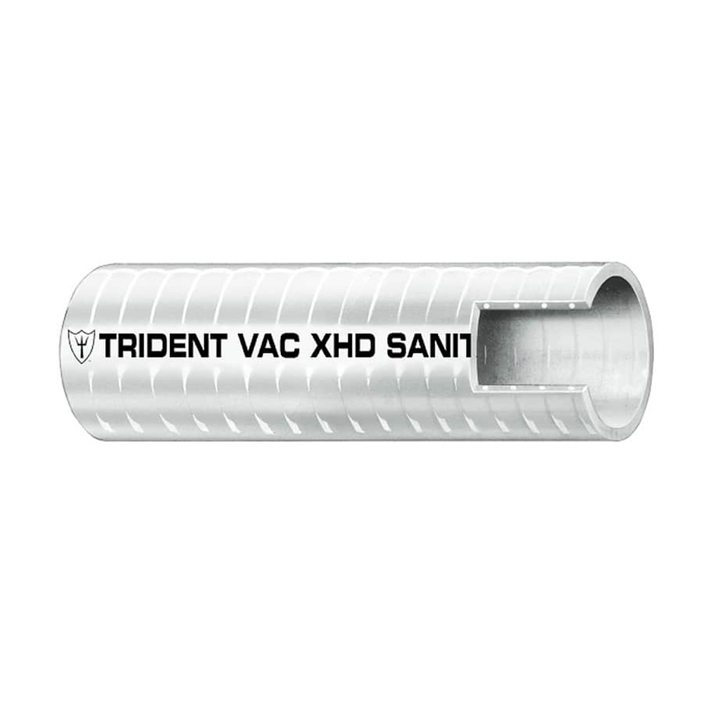 Image 1: Trident Marine 1-1/2" VAC XHD Sanitation Hose - Hard PVC Helix - White - Sold by the Foot