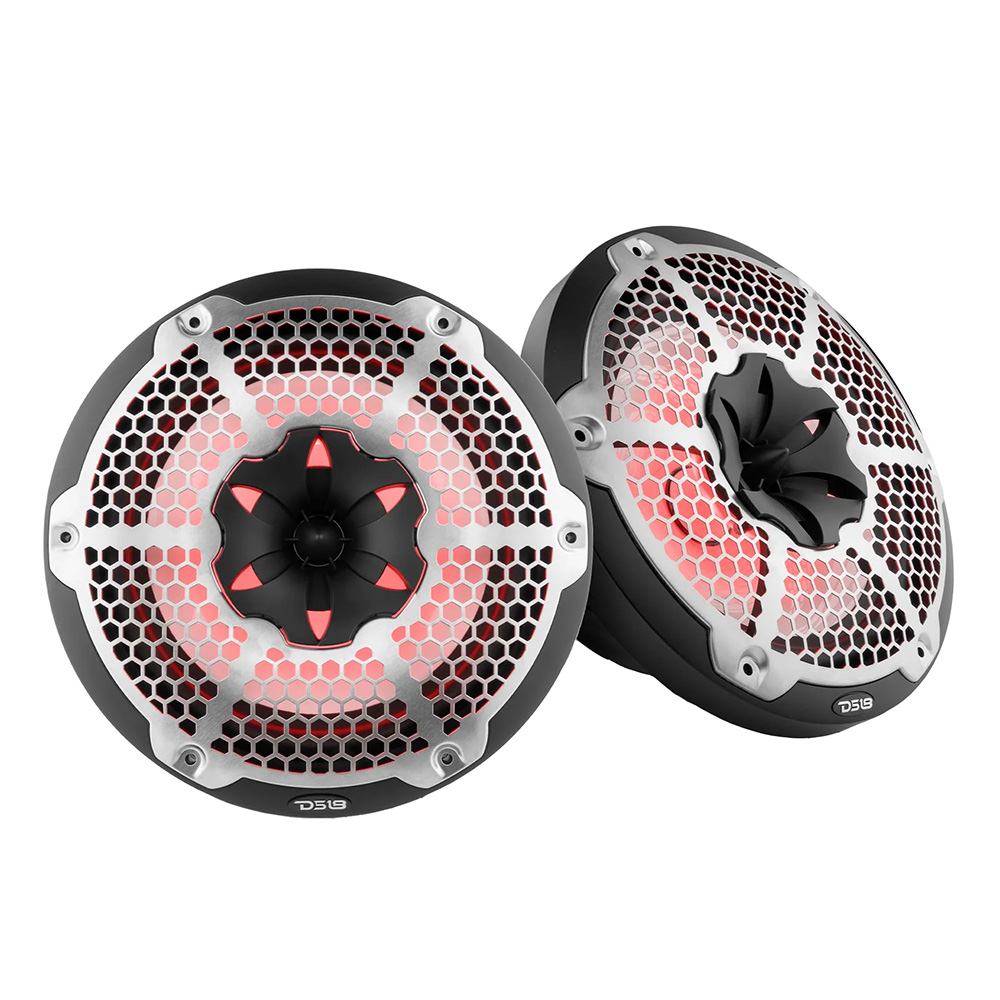 Image 1: DS18 HYDRO 10" 2-Way Speakers w/Bullet Tweeter & Integrated RGB LED Lights - Black