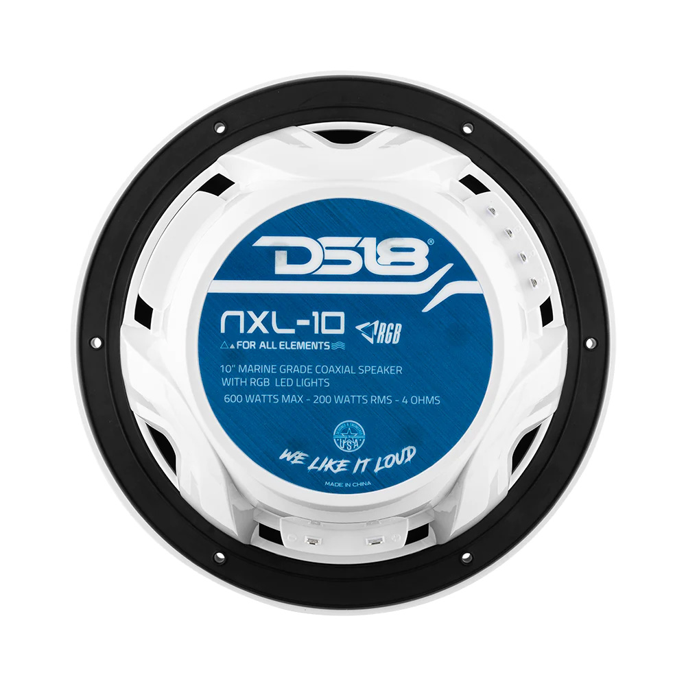 Image 4: DS18 HYDRO 10" 2-Way Marine Speakers w/Bullet Tweeters & Integrated RGB LED Lights - White
