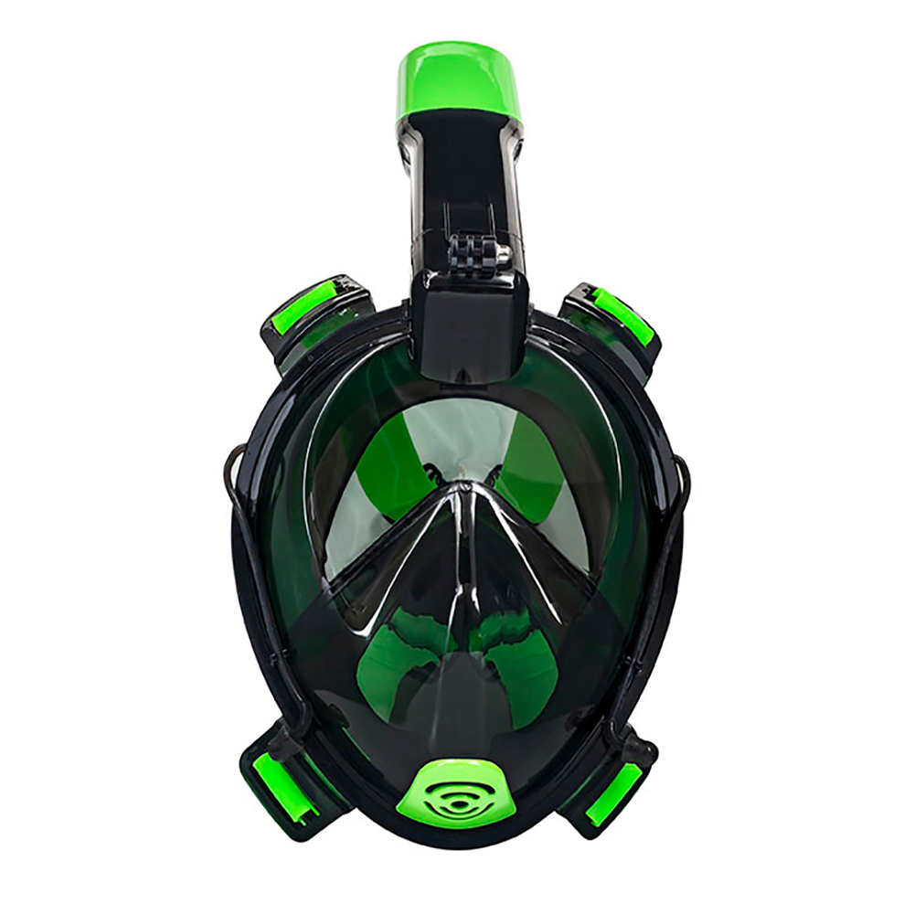 Image 1: Aqua Leisure Frontier Full-Face Snorkeling Mask - Adult Sizing - Eye to Chin > 4.5" - Green/Black